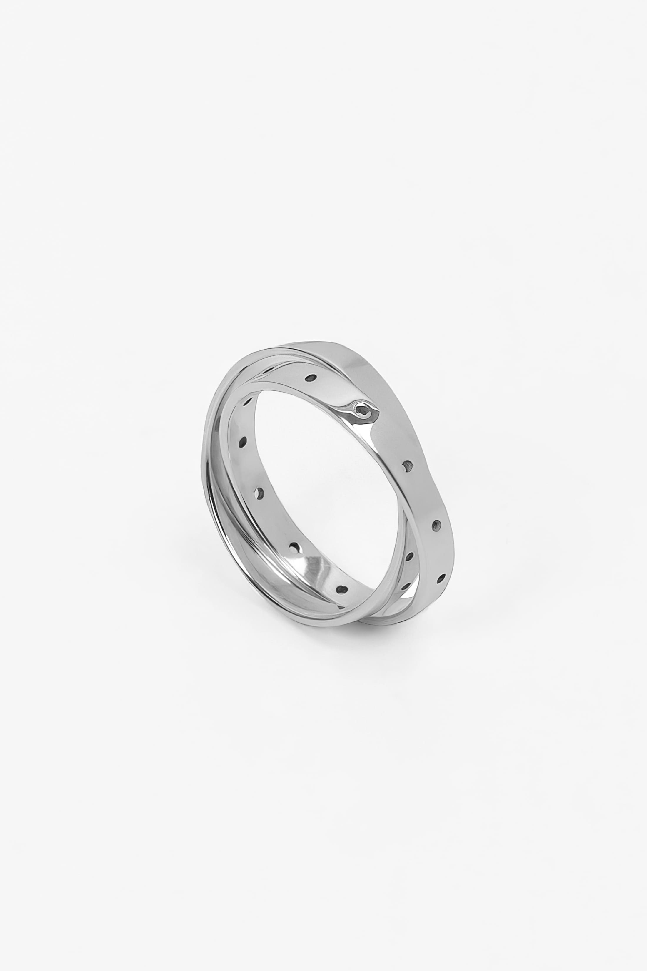 Bague Train en argent recyclé, motif de maillons, bijou unisexe fait main