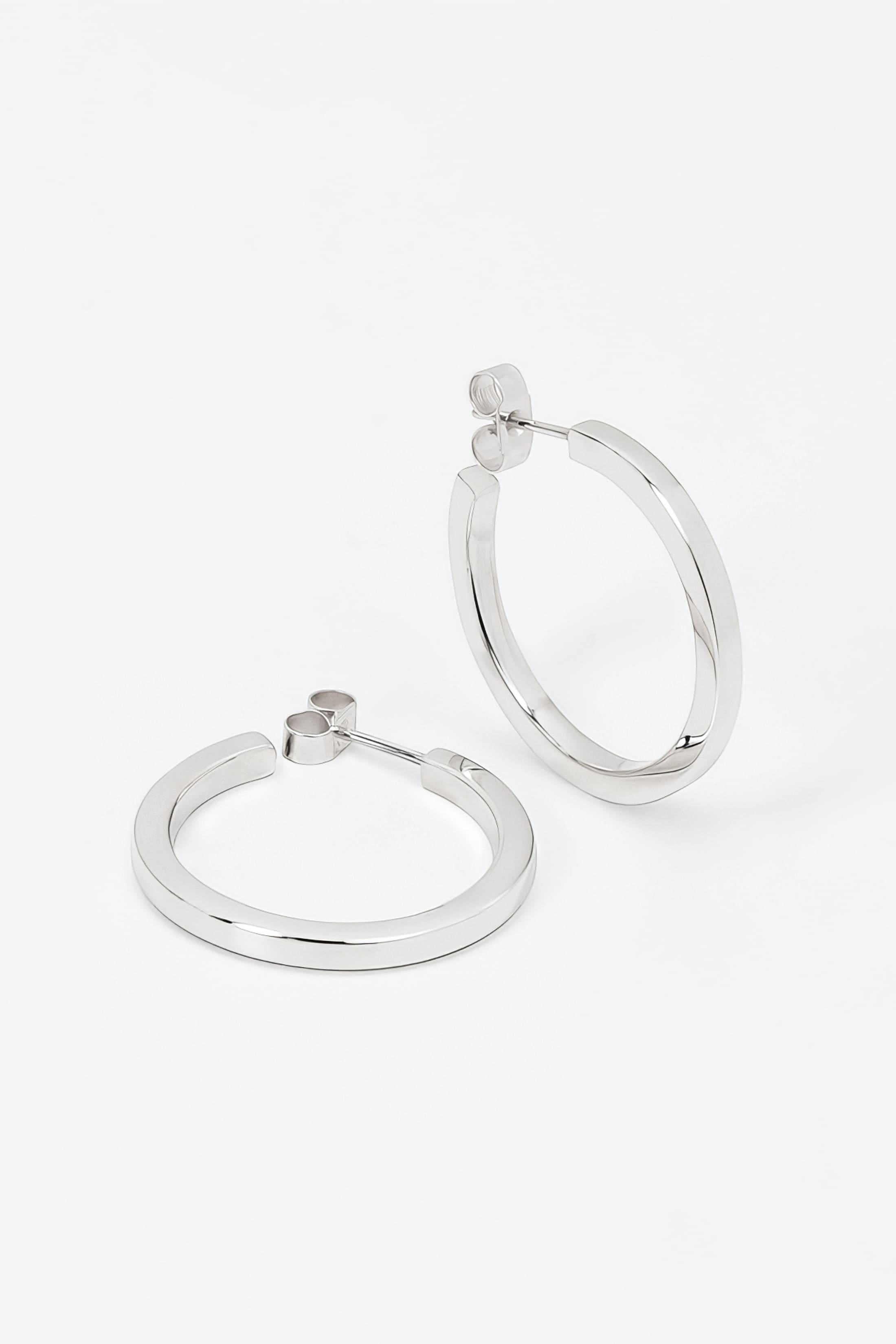 Boucles d'oreilles Club en argent recyclé, créoles pleines, bijou unisexe fait main