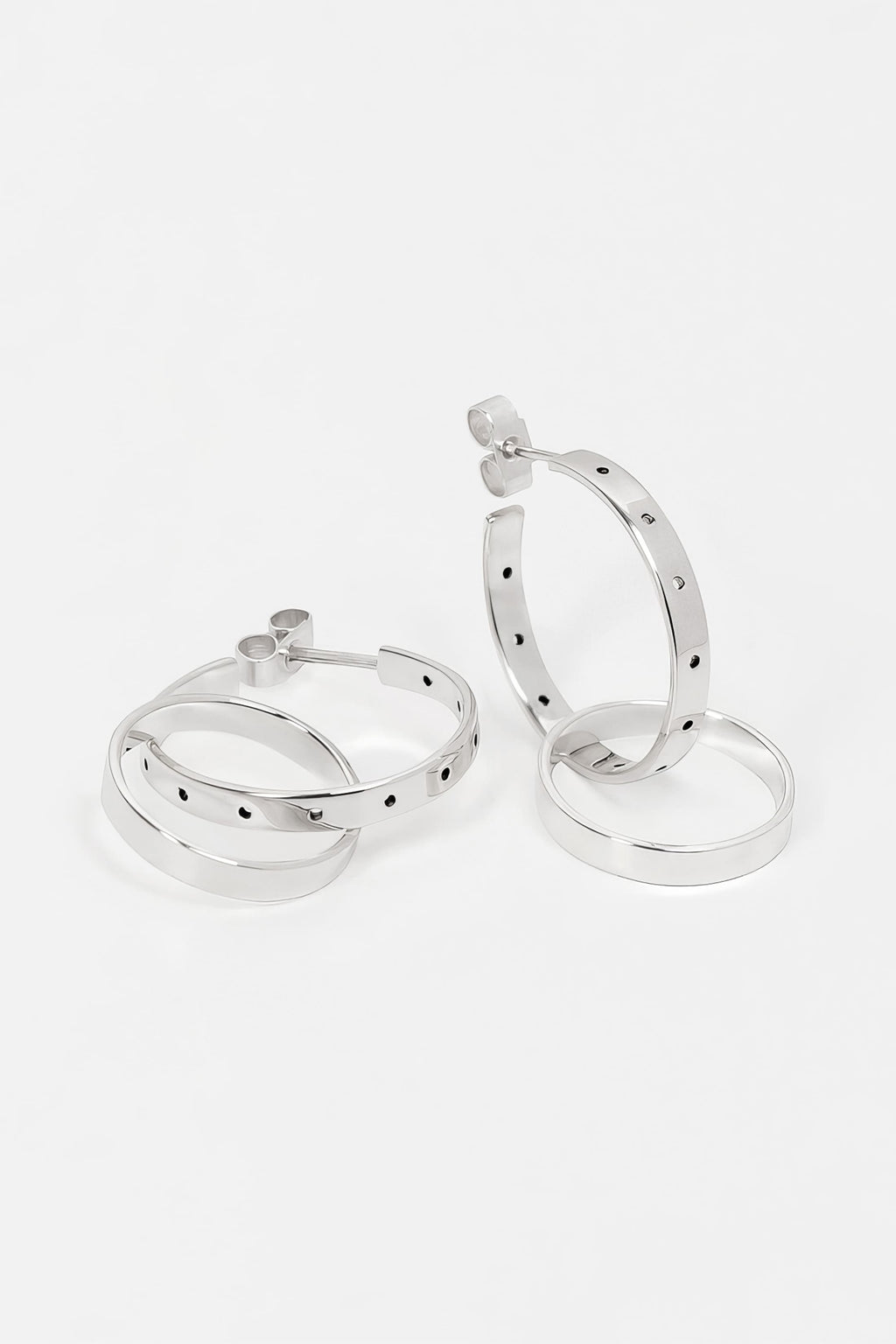 Boucles d'oreilles Train en argent recyclé, maillons mobiles, bijou unisexe fait main