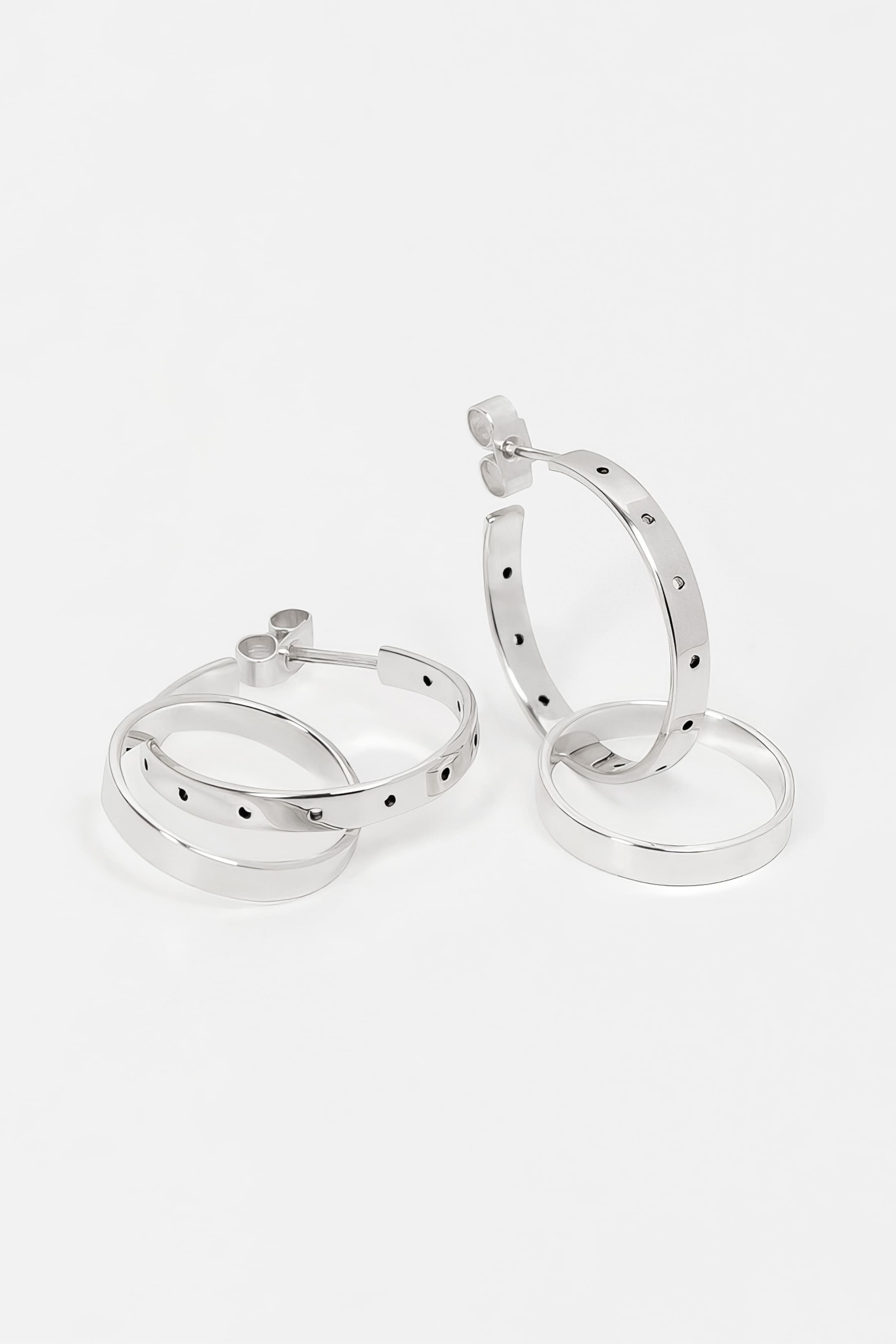 Boucles d'oreilles Train en argent recyclé, maillons mobiles, bijou unisexe fait main